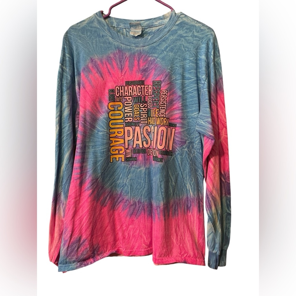 EUC inspirational tye dye long sleeved shirt